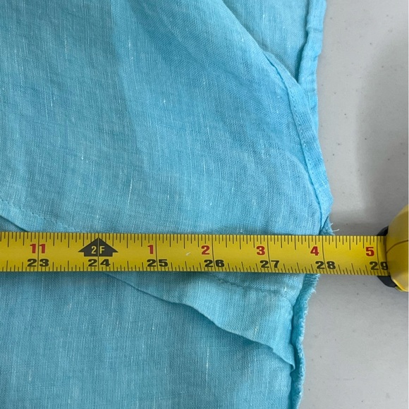 Talbots 100% Linen Beachy Coastal Aqua Sz 2X Button-Down Front Top - Picture 10 of 11